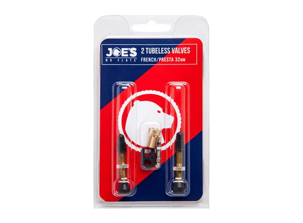 Joe's Tubeless Ventil 32mm PAR Presta, messing, m/ventilinnsats/verktøy