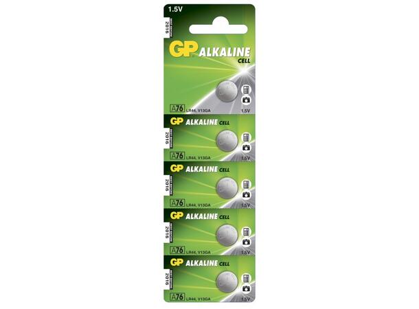 GP A76/LR44 Knappcell Batteri 1.5V 5 pk, ø11.6mmx5.4mm, Alkalisk 