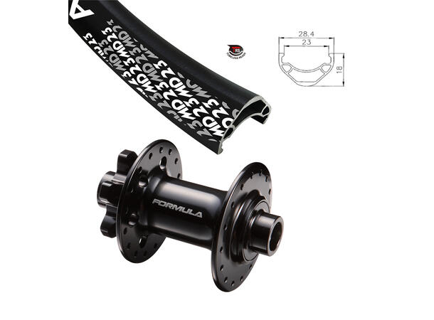 LITE Disc IS 27.5"/584 Forhjul Sort 23mm bredde, 15x100mm, 950gr 