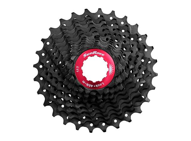 Sunrace RX1 11-Delt HG Kassett 11-36T, Sort, 360g, Shimano kompartibel 