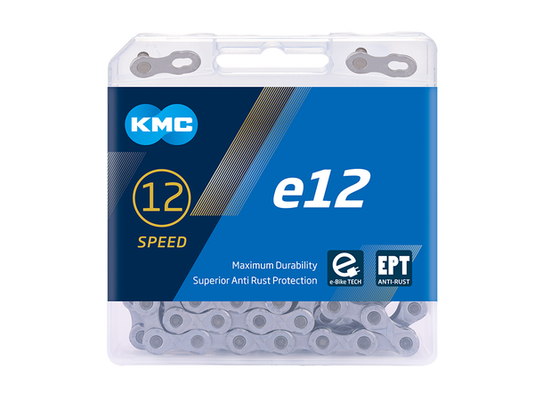 KMC e12 EPT El-Sykkel Kjede Sølv 12-Delt, 130 ledd, 5.2mm, Rustfritt 