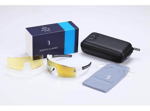 BBB Fuse BSG-65 Brille Hvit/Oransje MLC, Gule og klare ekstra glass 