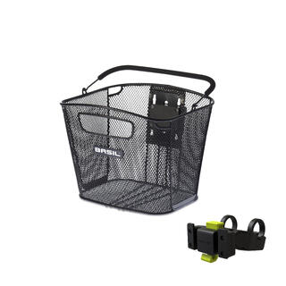 Basil Bold KF Kurv Front Sort, Alu, 16l, ink KlickFix Styrefeste
