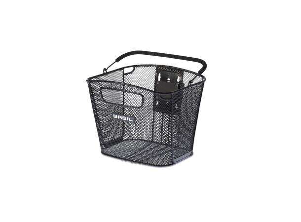 Basil Bold KF Kurv Front Sort, Stål, 16 ltr, ink KlickFix plate 