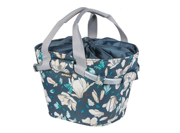 Basil Carry All Magnolia Kurv Front Blå, Alu/Stoff, 15l, ink KF Plate 