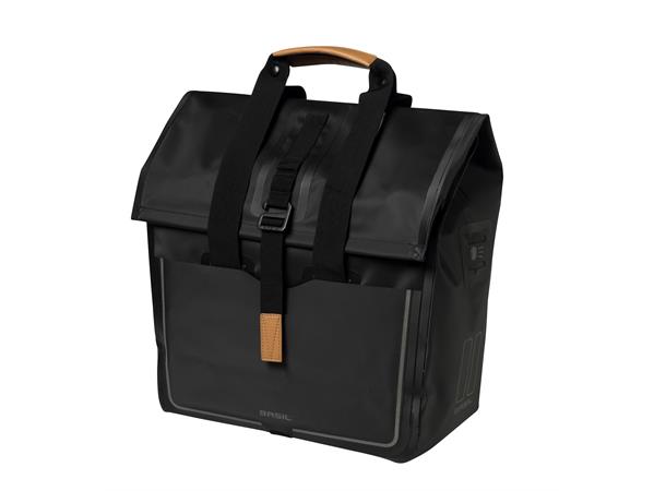 Basil Urban Dry Shopper Sideveske Matt Sort, 20 ltr, IPX3, Hook On System 