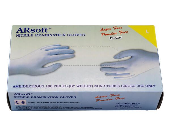 Batex Engangshanske Sort Nitril 8/Medium, 100stk 