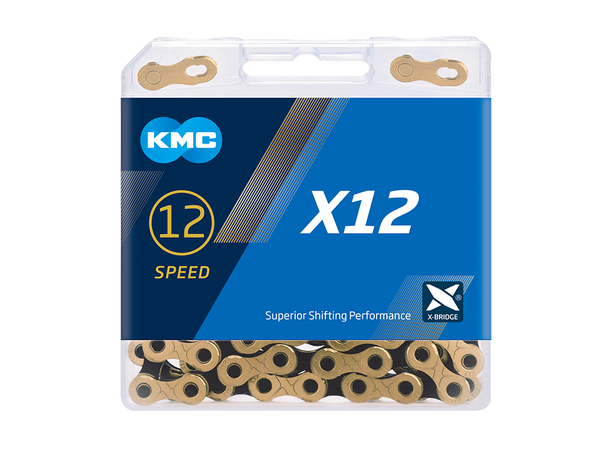 KMC X12 Ti-N Kjede Gull/Sort 12-Delt, 126 ledd, 5.2mm 