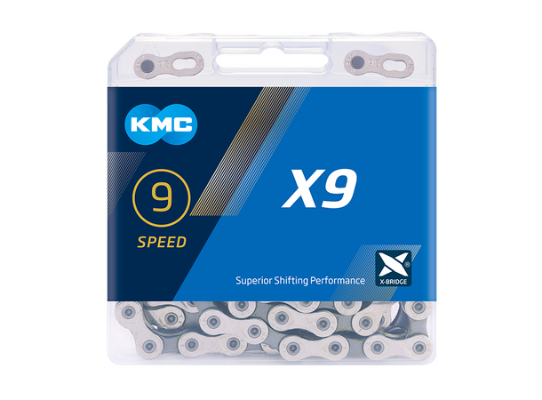 KMC X9 Kjede Sølv/Grå 9-Delt, 122 ledd, 6.6mm 