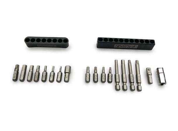 Pedro's Torque Bit Set II 18 bits, Unbrako, Torx og adapter 