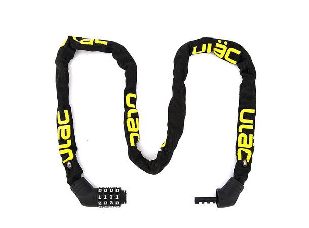 Uläc Street Fighter Kjettinglås Sort/Gul Kode, 5mm x1000mm, 560gr, Level 5 