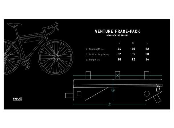 AGU Venture Bikepacking Rammeveske L Sort, 5.5L, 210gr, 52 x 14 x 6cm 