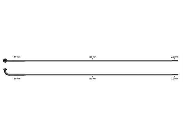 Sapim D-Light Sorte Eiker J-bend, 2.0/1.65/2.0, 100 pk 