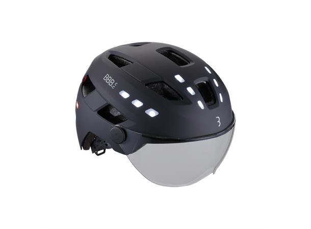 BBB District BHE-163 Hjelm M/L 24LED, Lys, 54-60cm, m/Visir 