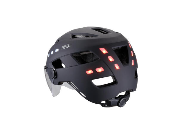 BBB District BHE-163 Hjelm M/L 24LED, Lys, 54-60cm, m/Visir 