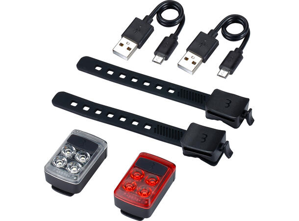 BBB Slide Combo BLS-237 Lyktesett 50+16 Lumens, Micro USB, Sort 