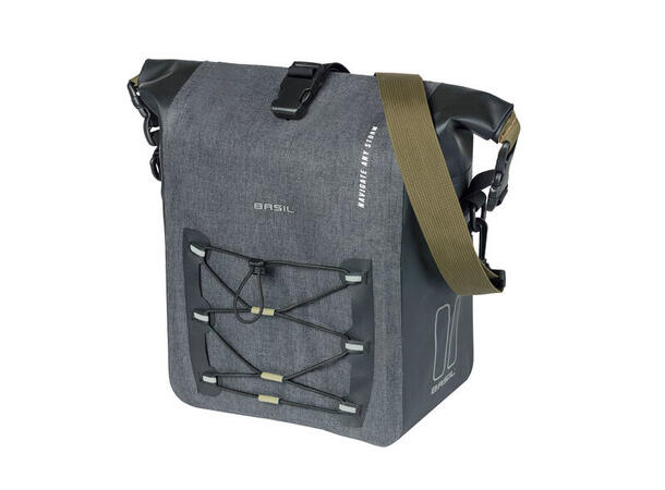 Basil Navigator MIK Studs Sideveske M Grå,15l,Vanntett IPX3,ink MIK-StudsPlate 