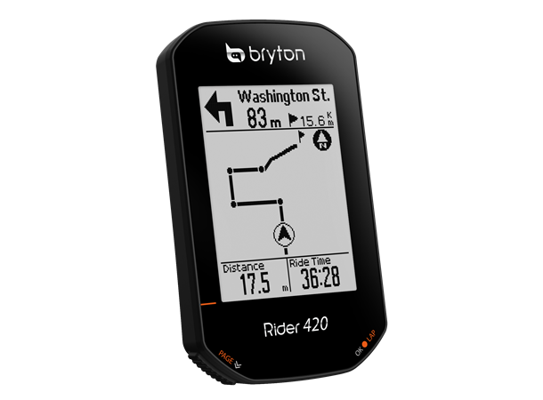 Bryton Rider 420E GPS Computer 2.3", 80+ funk, Mount og Combo Mount ink