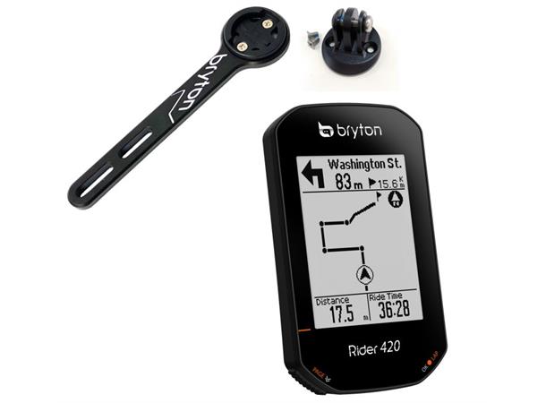 Bryton Rider 420E GPS Computer 2.3", 80+ funk, Mount og Combo Mount ink
