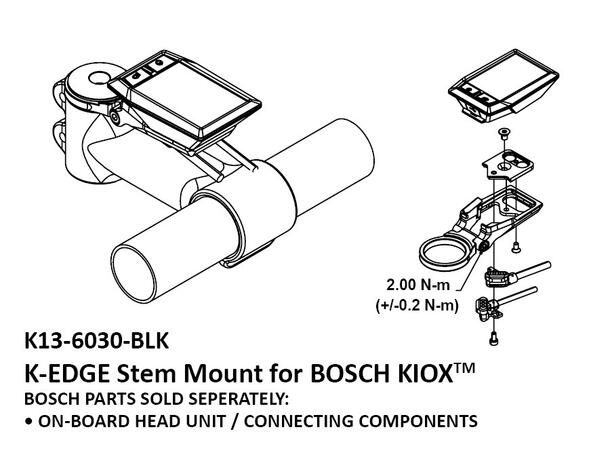 K-Edge Bosch Kiox Computerfeste Sort, Stem E-bike feste 