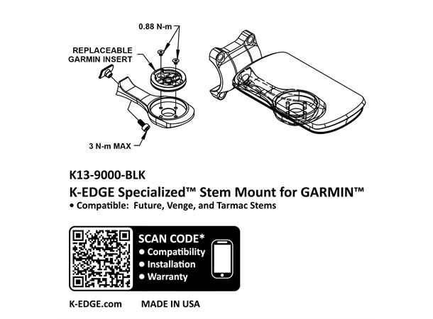 K-Edge Garmin Future Computerfeste Sort, Specialized Future feste