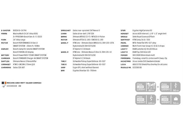 KTM Macina Multi CX UNI Sort Bosch, Performance Line CX, 725wh, 3