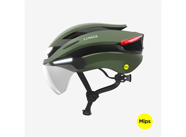 Lumos Ultra E-Bike MIPS Grønn Hjelm M/L, 132LED, Lys/Blink, 54-61cm