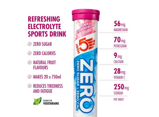 HIGH5 Zero Rosa Grapefrukt 8pk, 80gr - 20 tabletter 