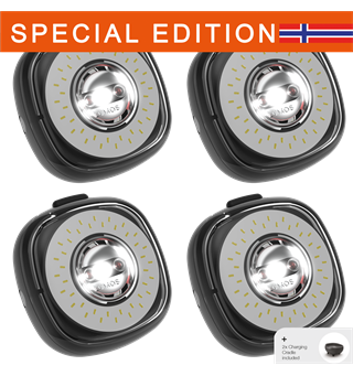 Lumos Firefly 3-in1 Smart Lykt 4-pk SE R&#248;d/Hvit/gul lys, app-komp, ink.2x lader