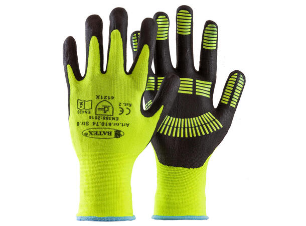 Batex Softgrip Mekanikerhanske 10/X-Large, Gul/Sort, Par 