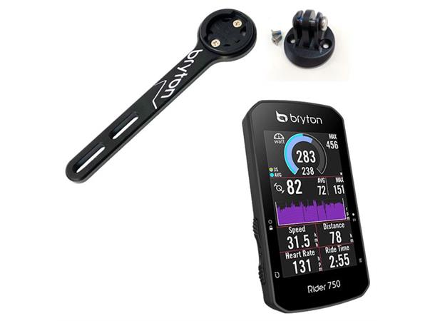 Bryton Rider 750 E GPS Computer 2.8",Fargeskj, Mount og Combo Mount ink