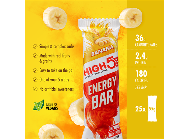 HIGH5 EnergyBar Banan 12pk, 55gr 