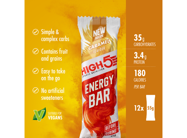 HIGH5 EnergyBar Karamell 12pk, 55gr 