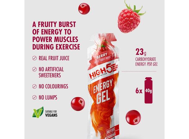 HIGH5 EnergyGel Bær 6pk, 40gr 