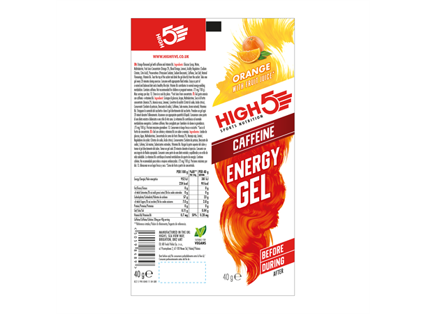 HIGH5 EnergyGel Koffein Appelsin 20pk, 40gr