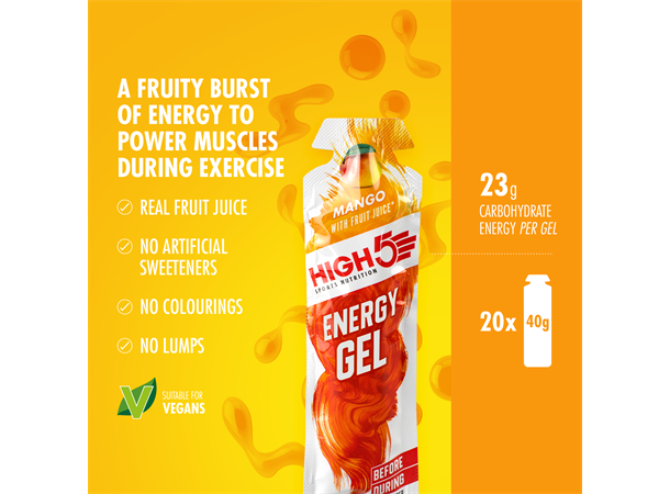 HIGH5 EnergyGel Mango 20pk, 40gr