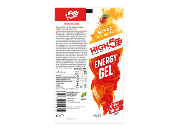 HIGH5 EnergyGel Mango 20pk, 40gr