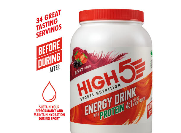 HIGH5 Energy Drink Protein 4:1 Bær 1.6kg, Pulver - med Protein 