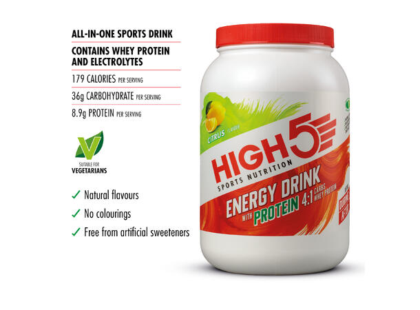 HIGH5 Energy Drink Protein 4:1 Sitrus 1.6kg, Pulver - med Protein 