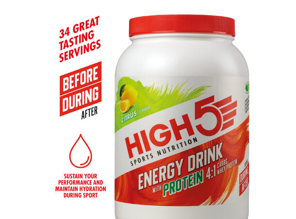 HIGH5 Energy Drink Protein 4:1 Sitrus 1.6kg, Pulver - med Protein 
