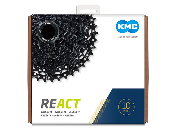 KMC REACT E-bike 10-Delt Kassett 11-36T, 421g, Sort, Shimano kompatibel