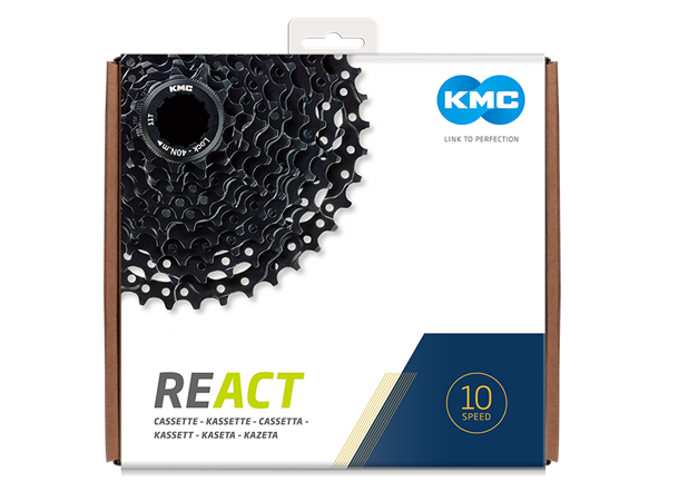 KMC REACT E-bike 10-Delt Kassett 11-36T, 421g, Sort, Shimano kompatibel 