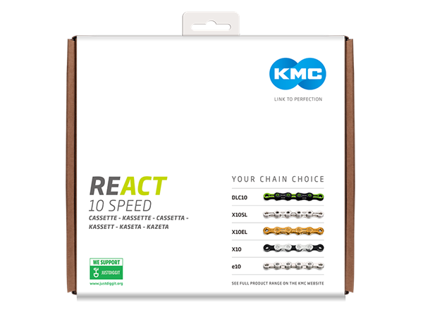 KMC REACT E-bike 10-Delt Kassett 11-36T, 421g, Sort, Shimano kompatibel 