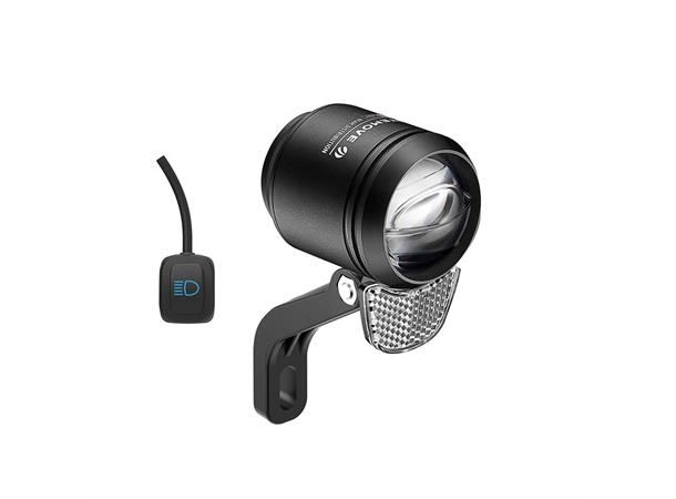Litemove AE-130 Frontlykt m/Refleks 130/90Lux, univ. gaffelfeste, m/bryter 
