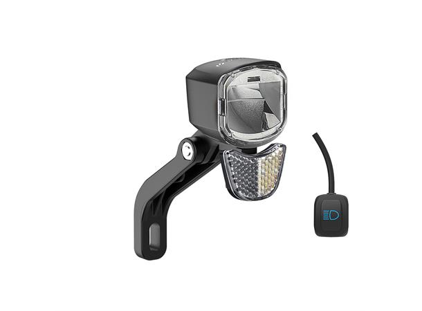 Litemove RX-E90 Frontlykt m/Refleks 90/50Lux, univ. gaffelfeste, m/bryter 