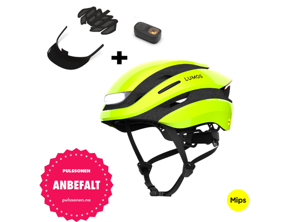 Lumos Ultra+ MIPS Neon Gul Hjelm M/L 94LED, Brems/Blink, 54-61cm 