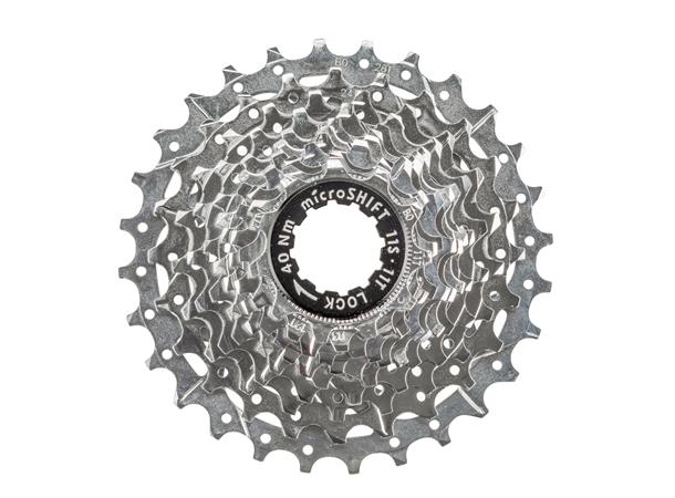 Microshift Centos 11-delt Kassett 11-28T, 271gr, Krom belagt, Shimano 