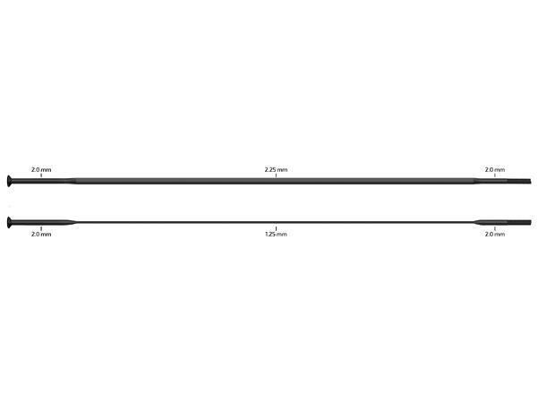 Sapim CX-Sprint Sorte Eiker Straight Pull, 2.0/2.25-1.25/2.0, 100 pk 