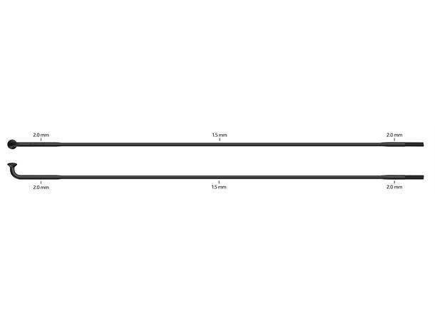 Sapim Laser Sorte Eiker J-bend, 2.0/1.5/2.0, 100 pk 