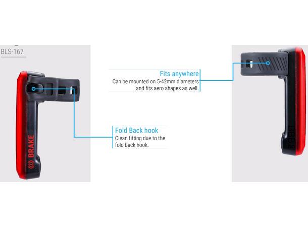 BBB SignalBrake BLS-167 Baklykt LED, 50-100 Lumen,Bremselys, USB, Sort 